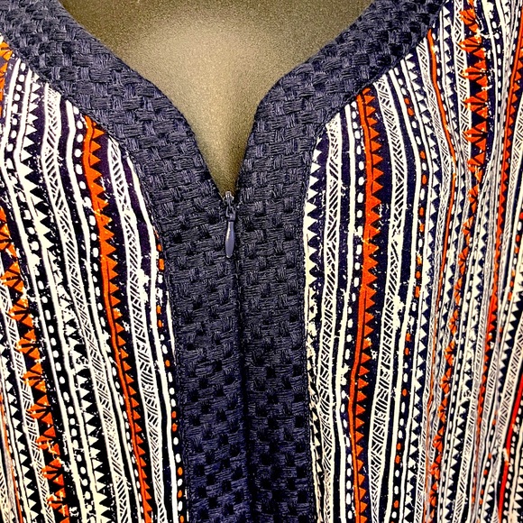 Kate Landry Casuals House Dress Caftan Front Zip Crochet Boho Multicolor X1 - Picture 2 of 7